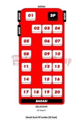 DENAH SEAT - Denah Kursi Elf Jumbo (20 Seat)