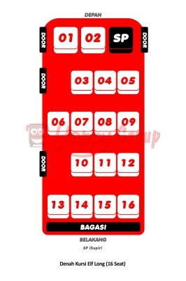 DENAH SEAT - Denah Kursi Elf Long (16 Seat) DENAH SEAT - Denah Kursi Elf Long (16 Seat)