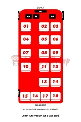 DENAH SEAT - Denah Kursi Medium Bus 2-1 (18 Seat)
