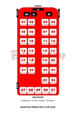 DENAH SEAT - Denah Kursi Medium Bus 2-2 (31 Seat)