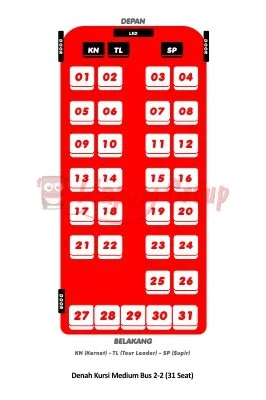 DENAH SEAT - Denah Kursi Medium Bus 2-2 (31 Seat)
