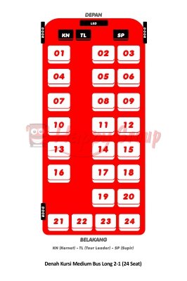 DENAH SEAT - Denah Kursi Medium Bus Long 2-1 (24 Seat)